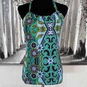 prAna Women's Green Multicolor Scoop Neck Racer Back Quinn Tank Top - Size Large